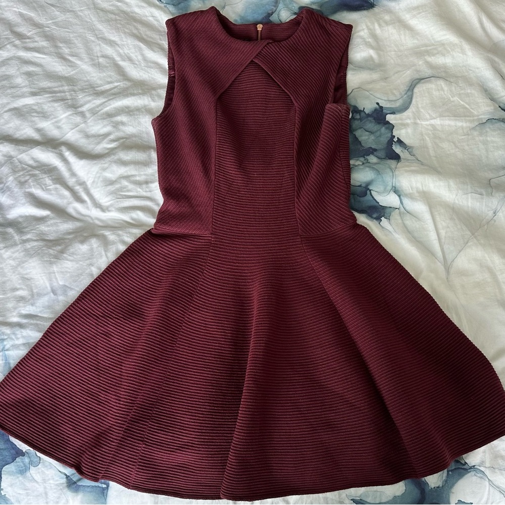 Ted Baker Azelia A-Line Skater Dress in Maroon